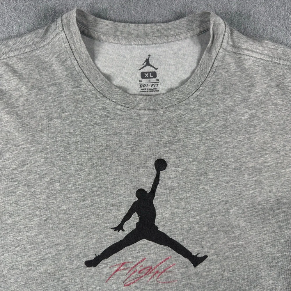Jordan Mens Dri-FIT Jumpman Logo T-Shirt Heather Gray XL Slim Fit Tee